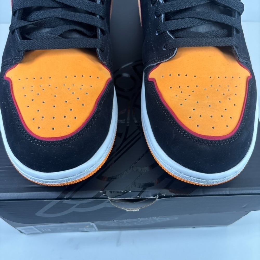 Nike Air Jordan 1 Mid SE Fat Tongue Men's US 13 Black/Vivid Orange FJ4923-008 - Picture 2 of 16